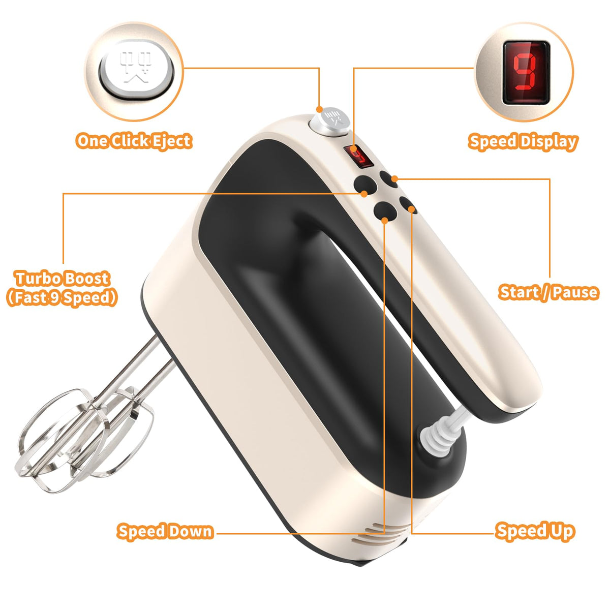 400W 9-Speed Digital Hand Mixer