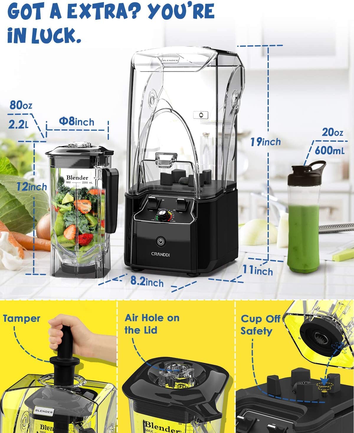 2200W Quiet Commercial Blender