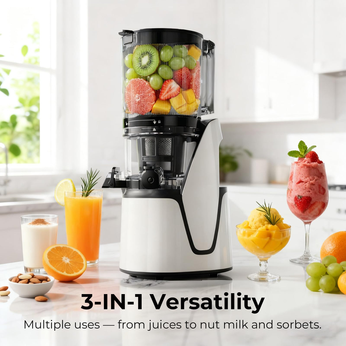 3-in-1 Wide-Chute Cold Press Juicer
