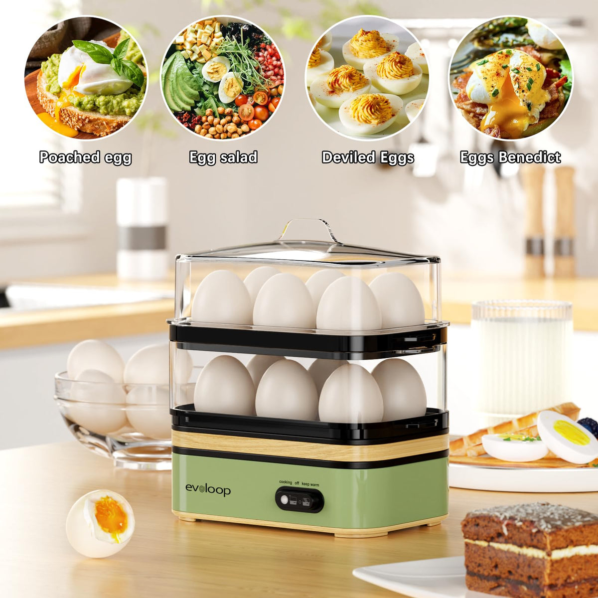 12-Egg Double-Tier Cooker