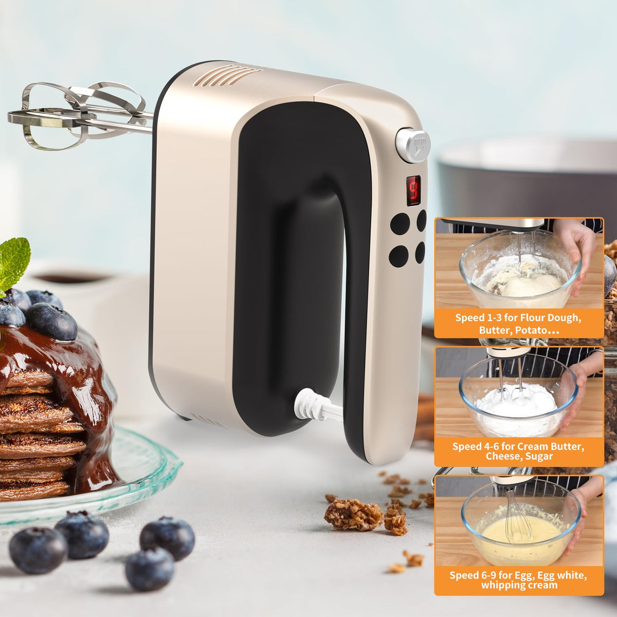 400W 9-Speed Digital Hand Mixer