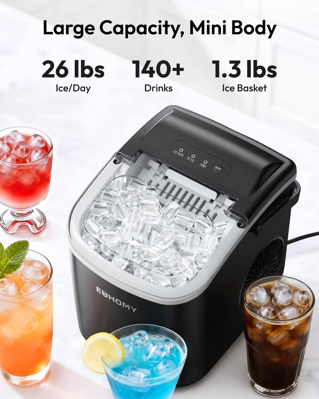 Compact 26lb Countertop Ice Maker