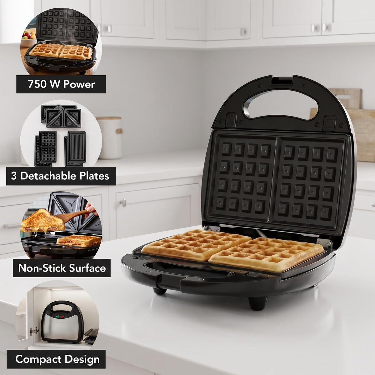 3-in-1 Sandwich, Waffle and Grill Maker