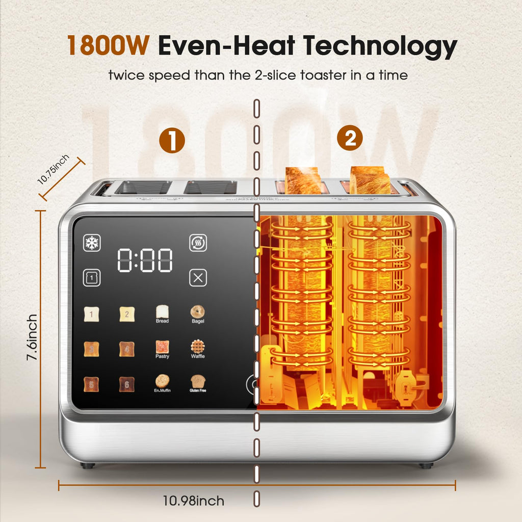 Touchscreen Wide-Slot Toaster