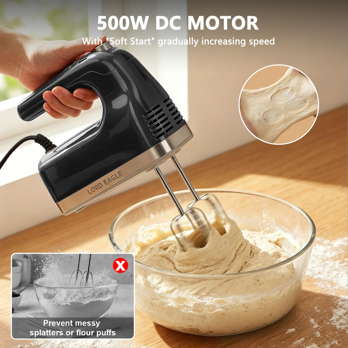 500W 9-Speed Digital Hand Mixer