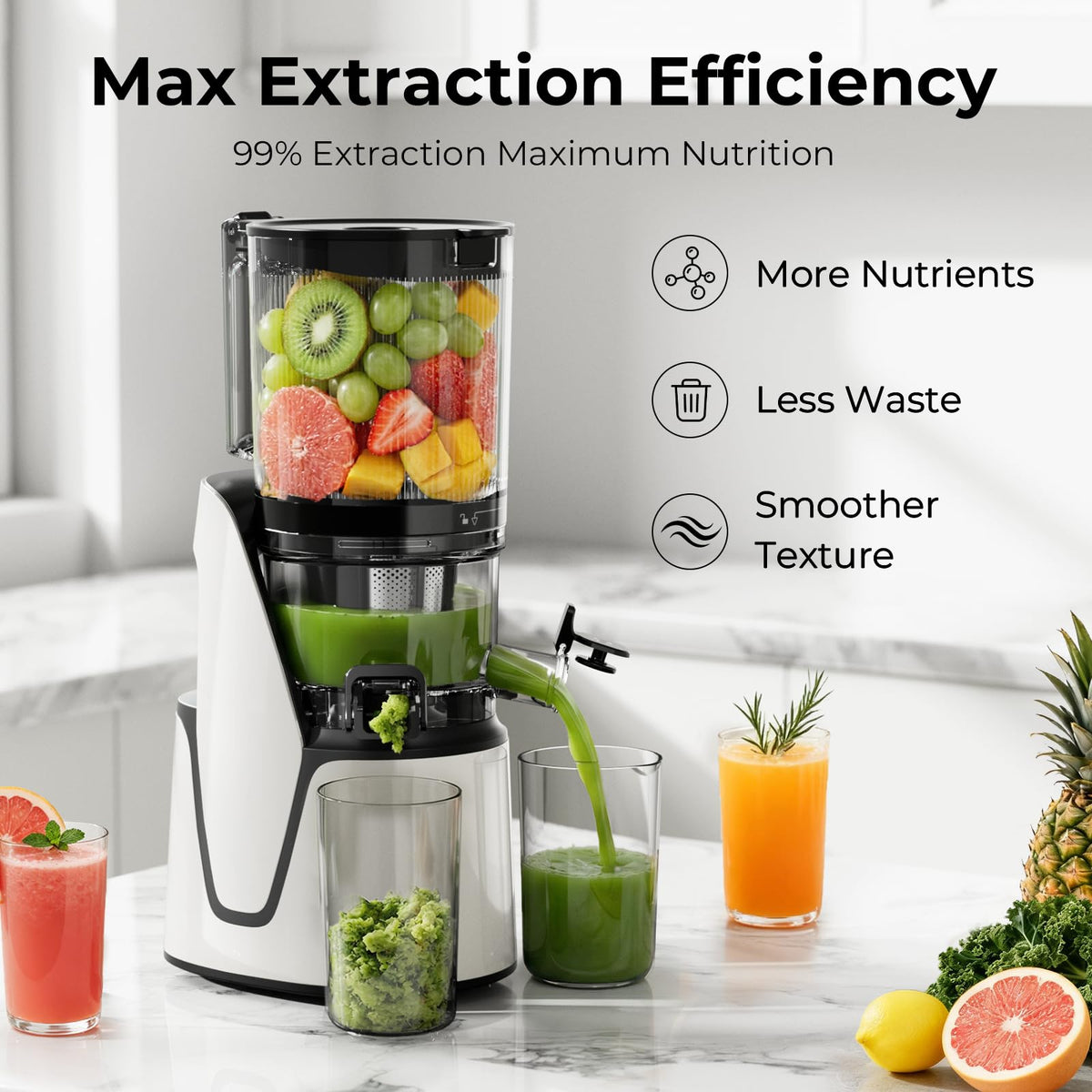 3-in-1 Wide-Chute Cold Press Juicer