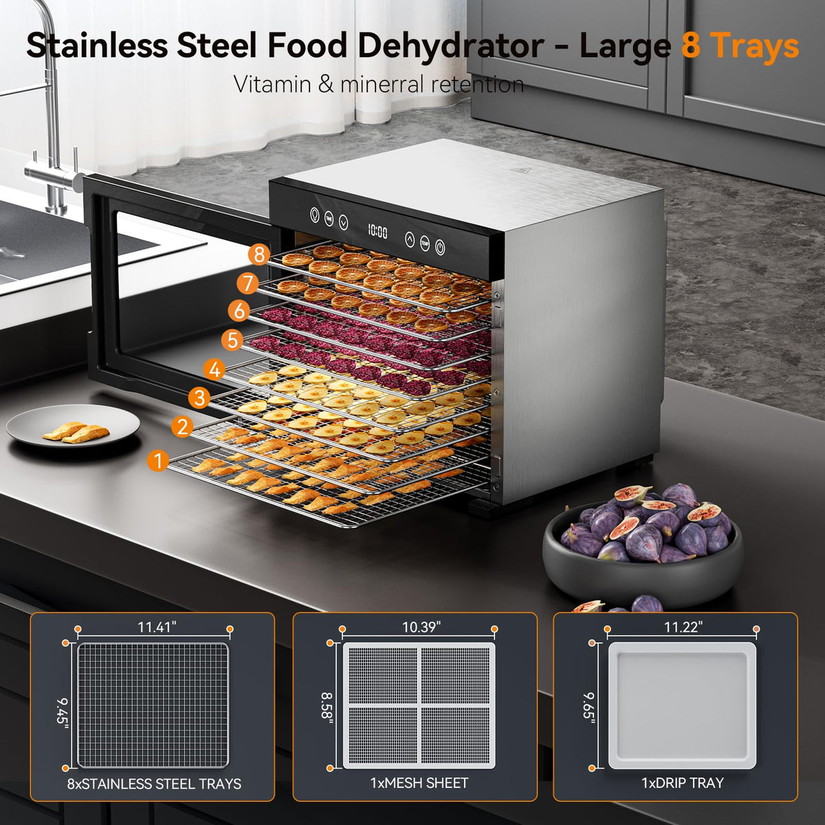 650W 8-Tray Food Dehydrator